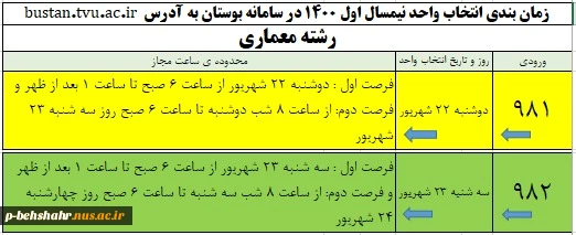 زمانبندی انتخاب واحد نیمسال اول 1400 در سامانه بوستان اعلام شد . 7